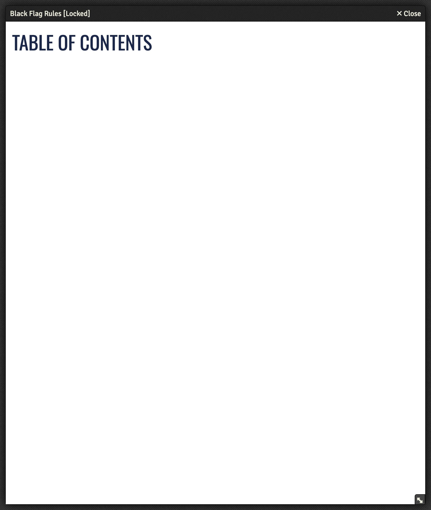 Empty table of contents page